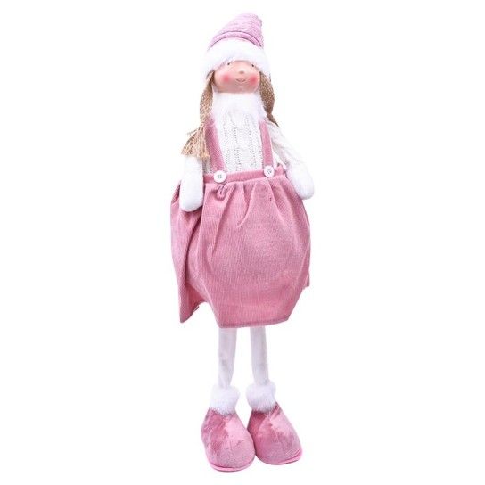 BONECA VESTIDO VELUDO ROSA 66CM 21102-1B