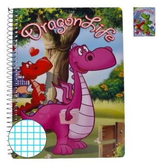 CADERNO ESPIRAL A5 80F QUADR DRAGON LIF