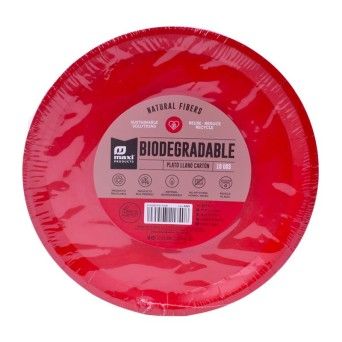 PRATO CARTAO BIO VERM 17CM 12UN 8084