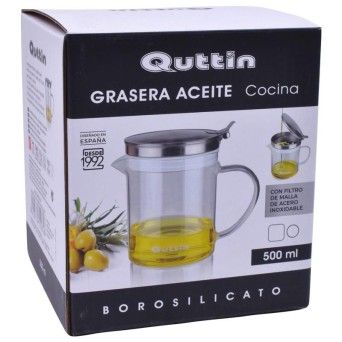 AZEITEIRA VIDRO 500ML C/TAMPA INOX QUTTIN