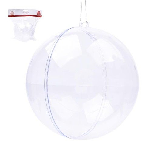 BOLA NATAL PLASTICO TRASPARENTE 15CM