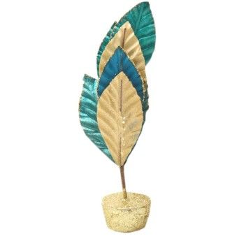 FLOR NATAL 25CM VERDE/OURO