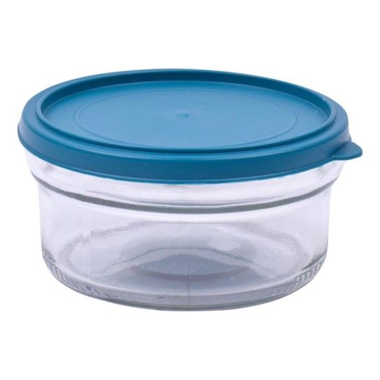 RECIPIENTE VIDRO REDONDO 415ML AZUL