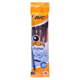 BIC CRISTAL SOFT PACK 4UN PRETO
