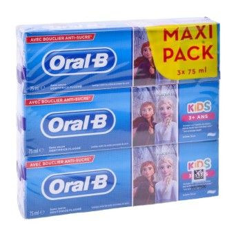 PACK 3 PASTA DENTES ORAL B KIDS 3+ 75ML