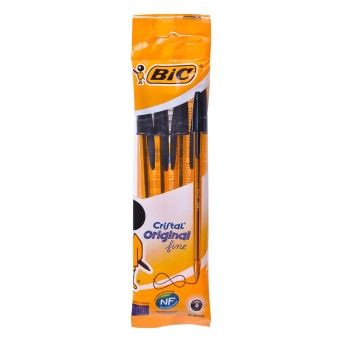 BIC CRISTAL ORIGINAL FINE PACK 4UN PRETO