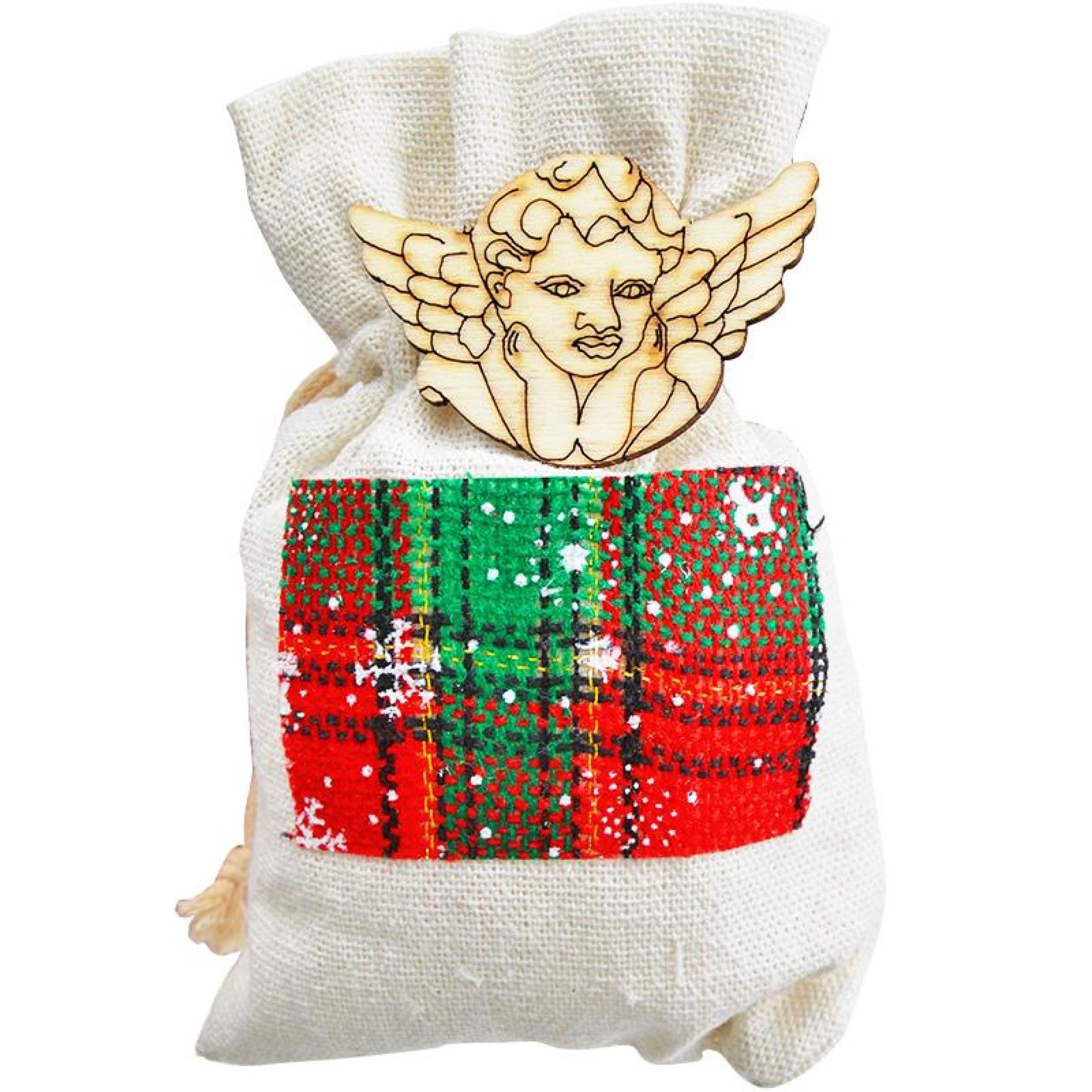 SACO NATAL C/ FIG. ANJO 13X8CM SACO NATAL C/ FIG. ANJO 13X8CM