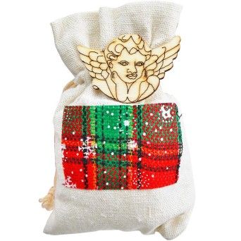 SACO NATAL C/ FIG. ANJO 13X8CM