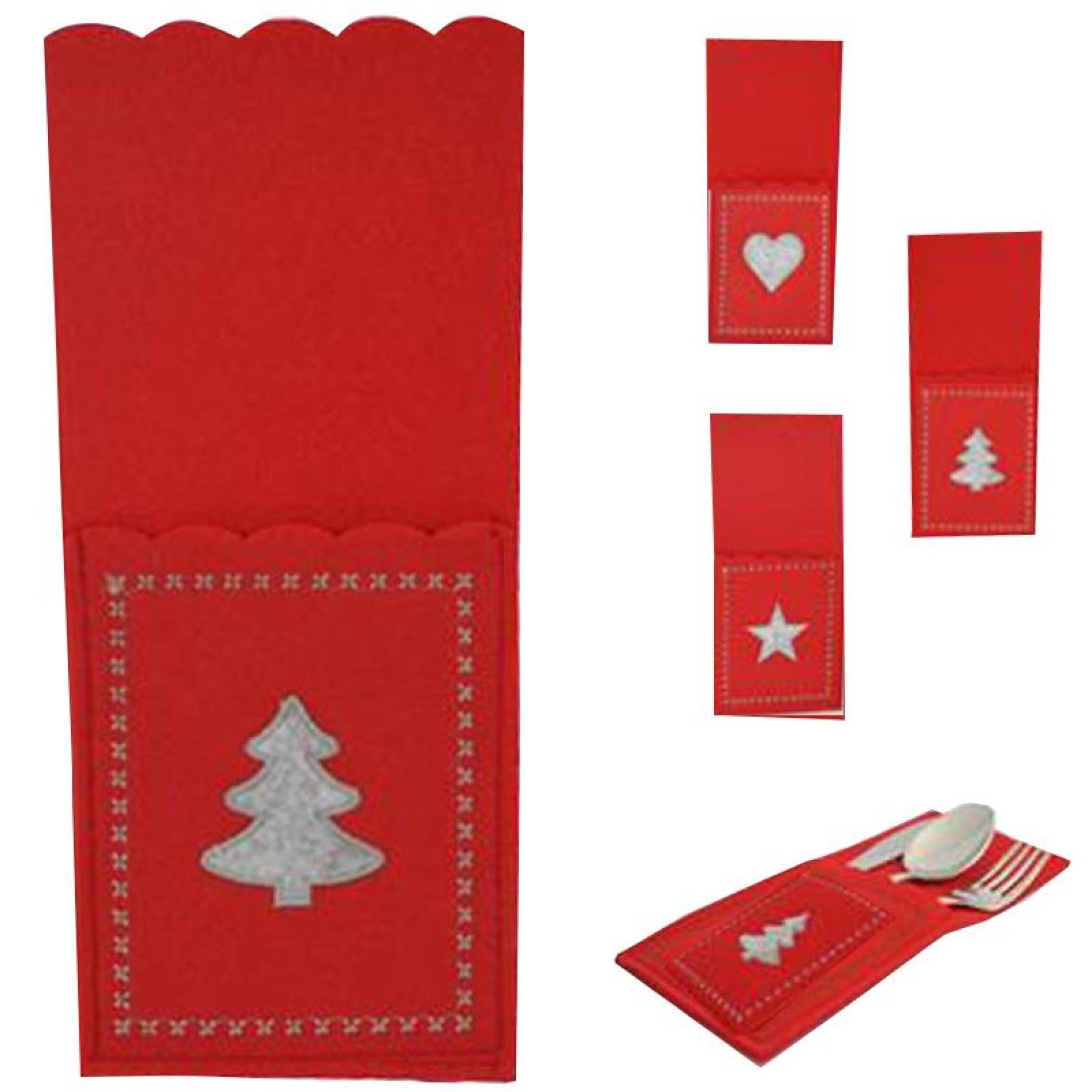 PORTA TALHERES NATAL FELTRO VERM. PORTA TALHERES NATAL FELTRO VERM.