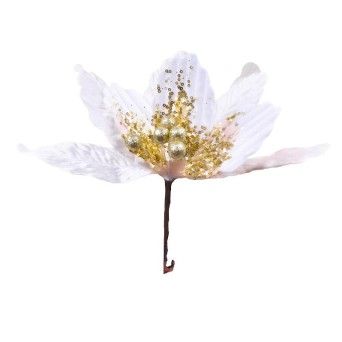 FLOR COM CLIPE M.927031 BRANCO C/ DOURADO