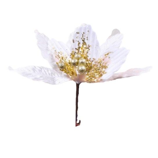 FLOR COM CLIPE M.927031 BRANCO C/ DOURADO