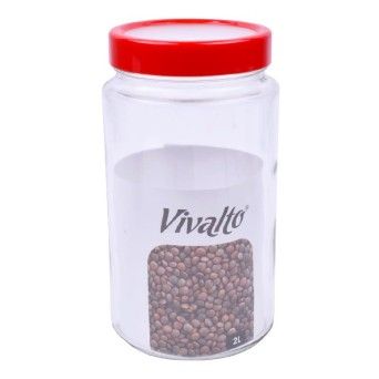 FRASCO VIDRO 2L TRANSP TAMP VERMELHA