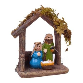 PRESEPIO RESINA 7CM C/ CABANA E MUSGO
