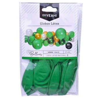BALAO LATEX VERDE 30CM CX20