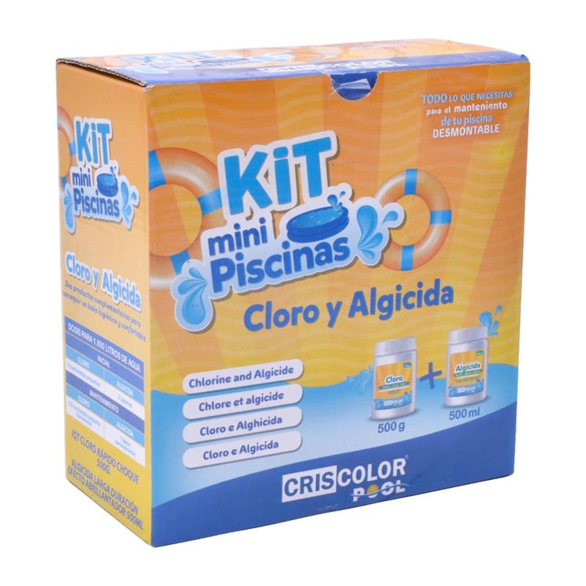 KIT MINI PISCINAS CLORO500G+ALGICIDA 500 KIT MINI PISCINAS CLORO500G+ALGICIDA 500