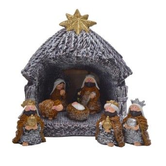 PRESEPIO C/ CABANA CERAMICA 8PS 17,5CM