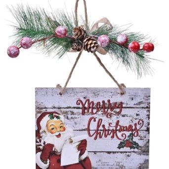 PLACA MAD.NATAL MERRY CHRISTMAS C/RAM PIN