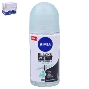 NIVEA DEO ROLL B&W INVIS ACTIV 50ML CX6