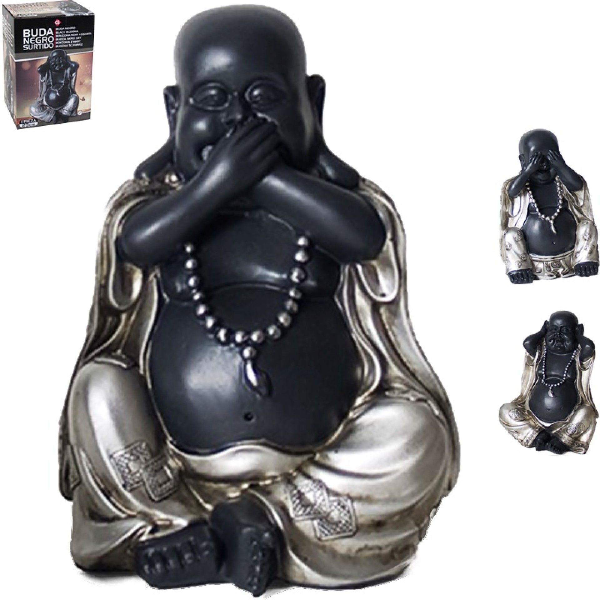 BUDA RESINA PRETO 23CM BUDA RESINA PRETO 23CM