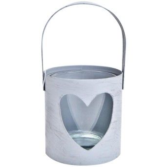 PORTA VELAS METAL 14CM CINZ