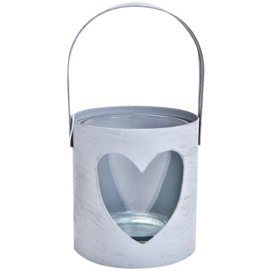 PORTA VELAS METAL 14CM CINZ