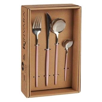 TALHERES 8 PS PRATA/ROSA