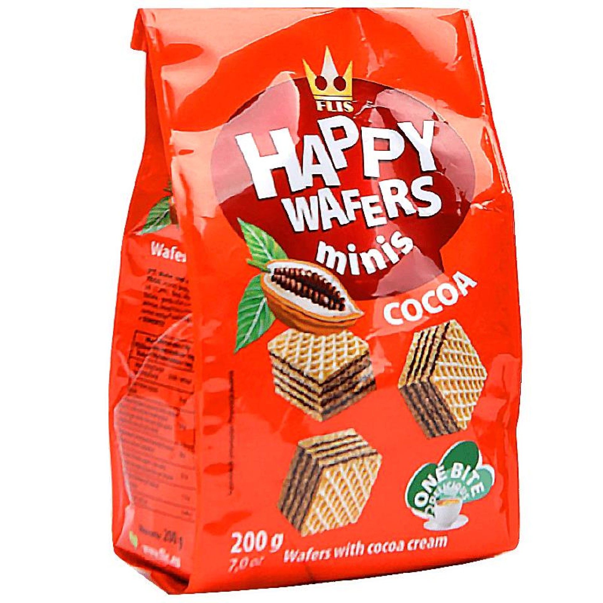 HAPPY WAFERS MINIS CACAU 200G HAPPY WAFERS MINIS CACAU 200G