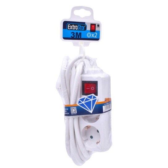 EXTENSAO 3M C/2 TOMADAS E INTERRUPTOR