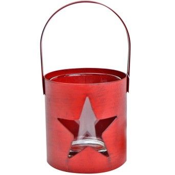 PORTA VELAS METAL 14CM VERM.