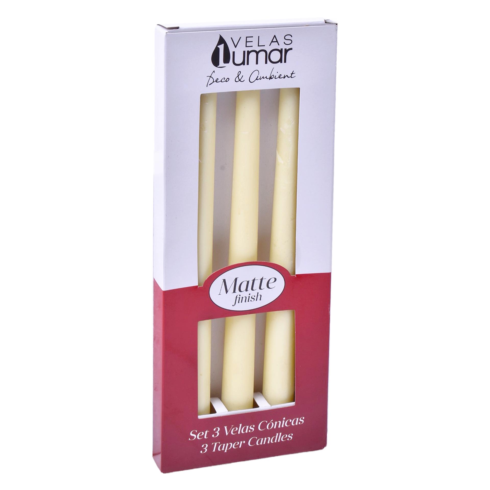 VELA CILINDRICA CREME PACK.3UN
