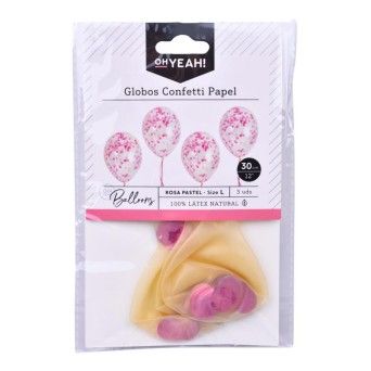 BALAO JUMBO LATEX CONFETE ROSA PASTEL30C