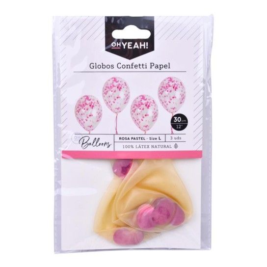 BALAO JUMBO LATEX CONFETE ROSA PASTEL30C