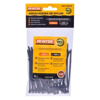 ABRACADEIRA PLAST PRT 40UN 3.6X100MM 10933
