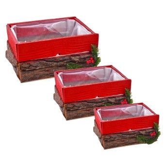 CONJUNTO DE 3 CAIXAS DE MADEIRA COM GALHOS