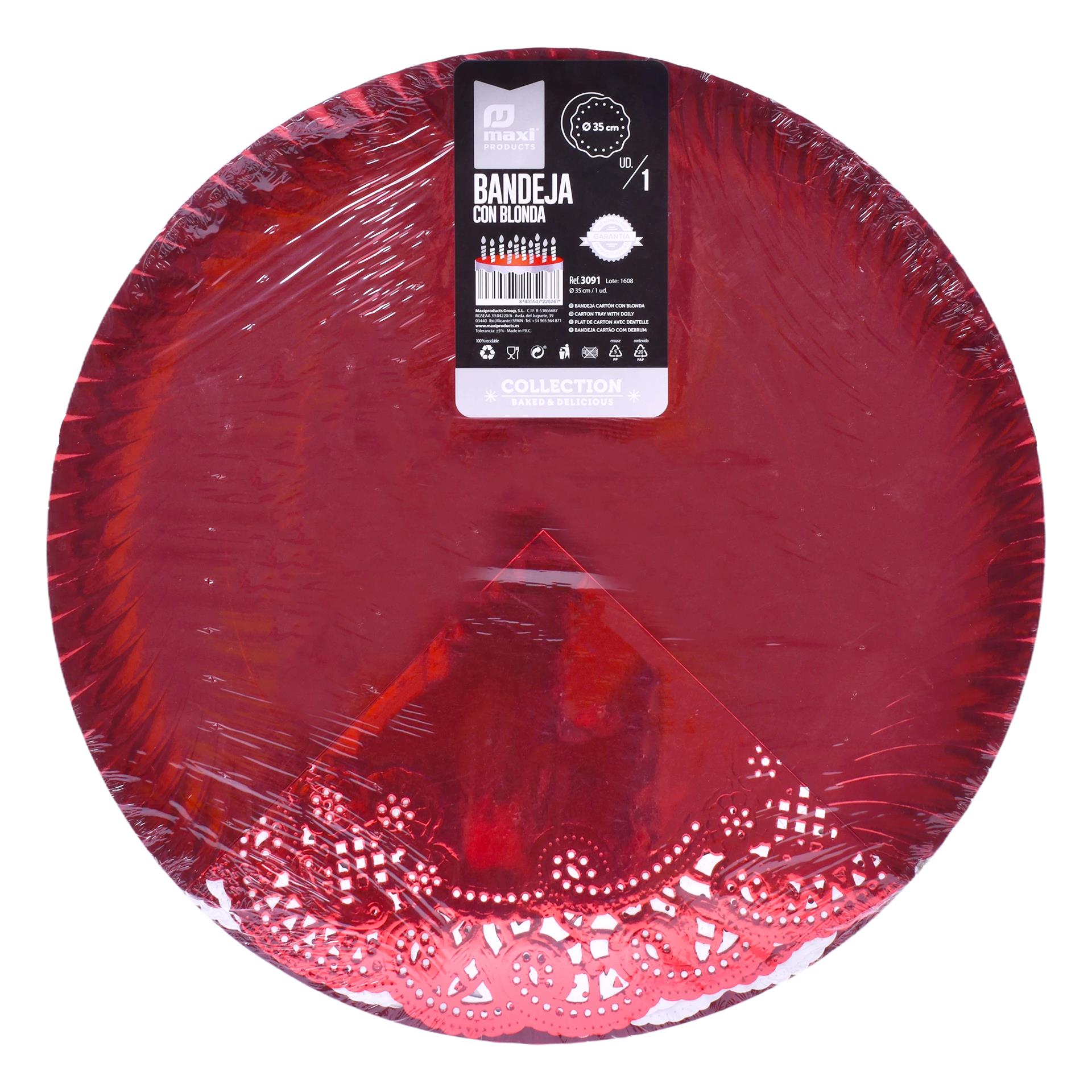 BANDEJA RED VERM C/ NAPRON 35CM 3091 CX72 BANDEJA RED VERM C/ NAPRON 35CM 3091 CX72
