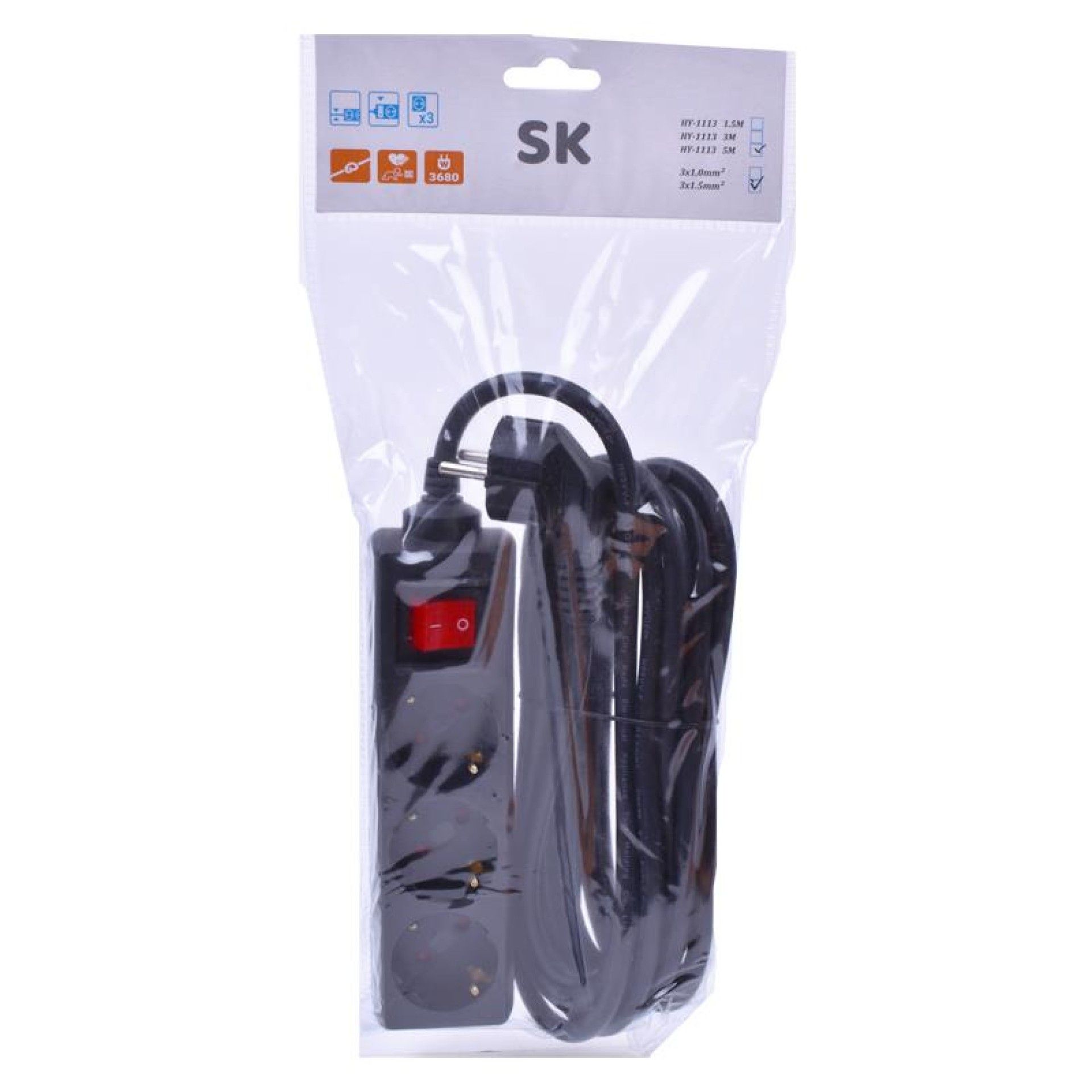 EXTENSAO 5M C/3 TOMADAS+ INT HY-1113P CX25 EXTENSAO 5M C/3 TOMADAS+ INT HY-1113P CX25