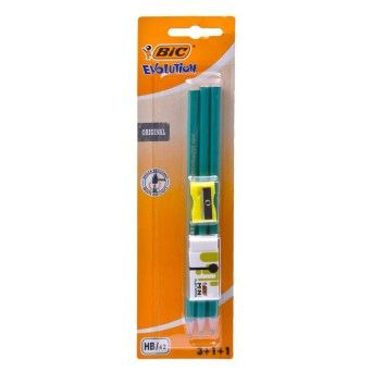 LAPIS BIC EVOLUT PACK3) C/BORRACHA+AFIA