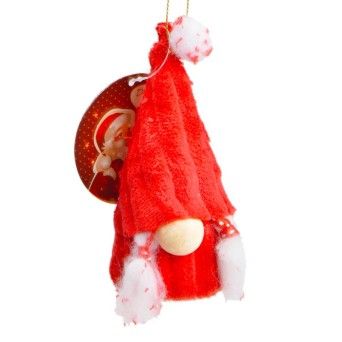 GNOMO NATAL VELUDO VRM 10CM P/ PENDURAR