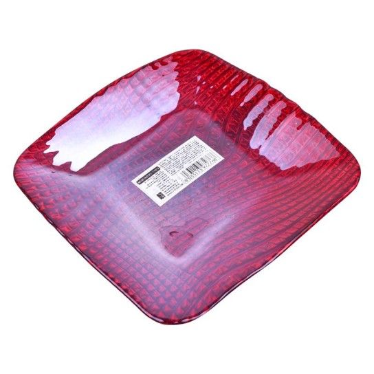 PRATO VIDRO QUAD. 16CM VERM. PRATO VIDRO QUAD. 16CM VERM.