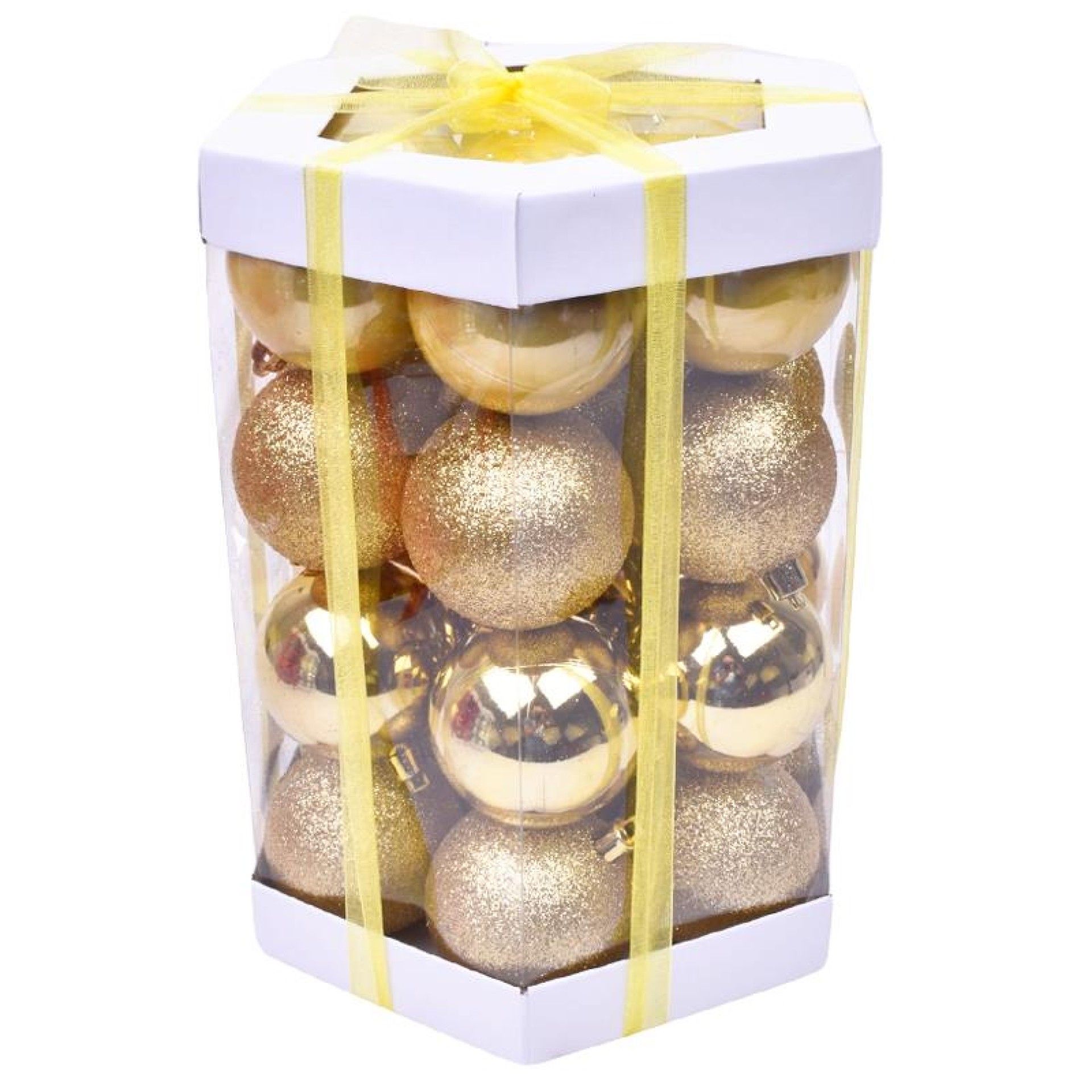 BOLAS 6CM 28PÇ IN BOX HEXAGONAL DOURADO BOLAS 6CM 28PÇ IN BOX HEXAGONAL DOURADO