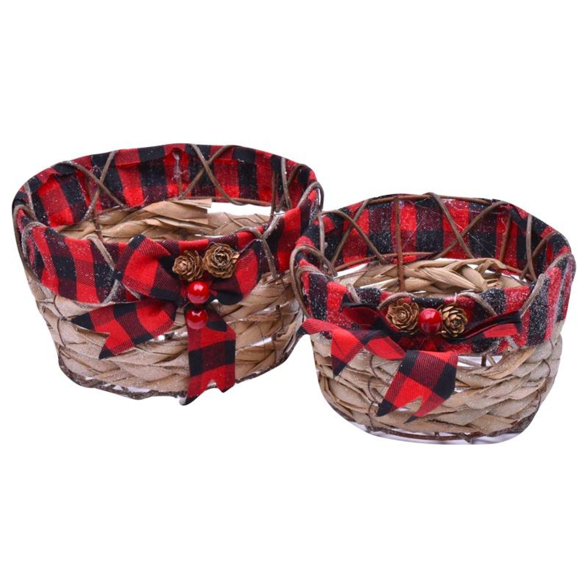CONJ. 2 CESTOS NATAL RED. FORRADOS CONJ. 2 CESTOS NATAL RED. FORRADOS