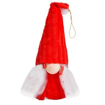 GNOMO NATAL VELUDO VRM 17CM P/ PENDURAR