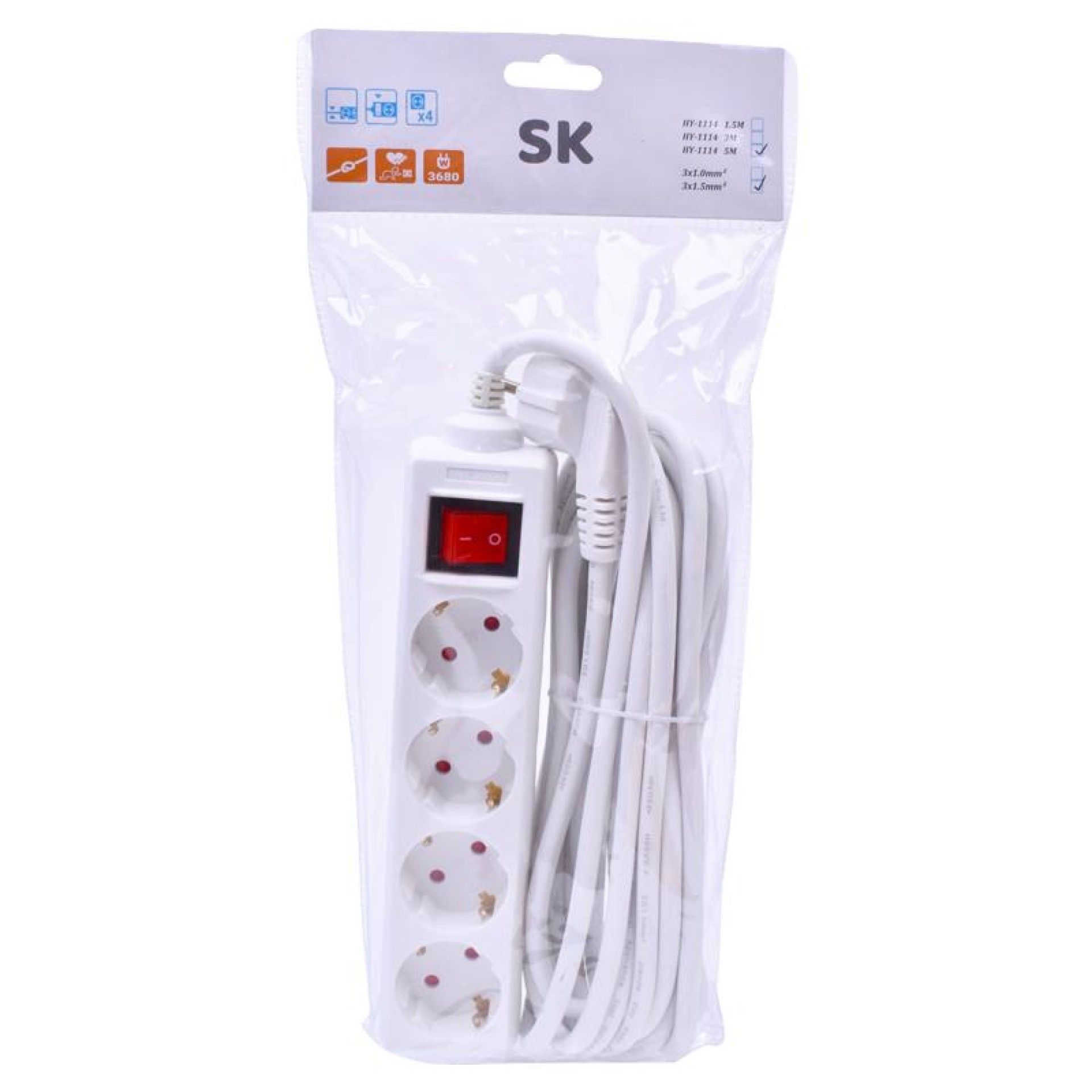 EXTENSAO 5M C/4 TOMADAS+ INT HY-1114 CX25 EXTENSAO 5M C/4 TOMADAS+ INT HY-1114 CX25