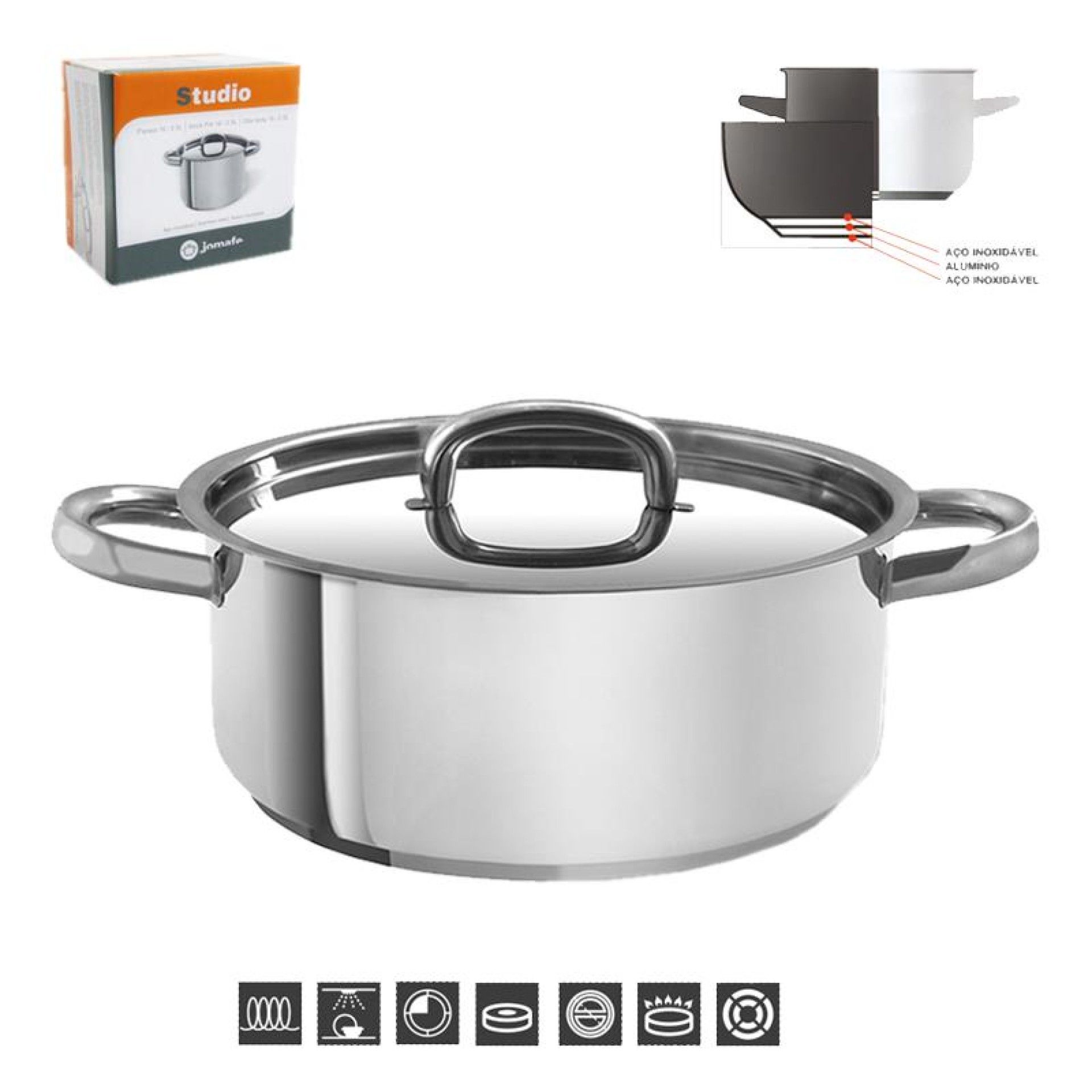 CAÇAROLA JOMAFE AÇO INOX 24 CAÇAROLA JOMAFE AÇO INOX 24