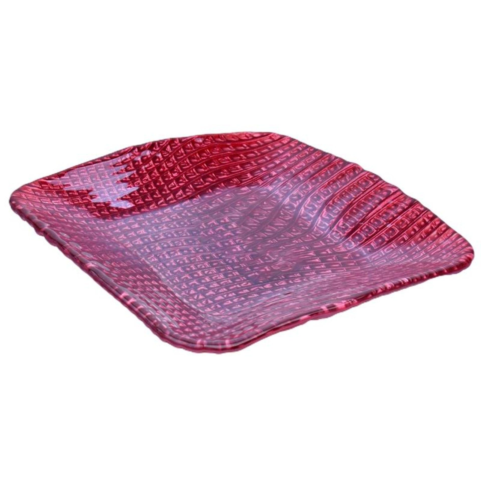 PRATO VIDRO QUAD. 16CM VERM.