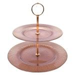 TAÇA DE VIDRO 2 PISOS 28+21CM CAST/ DOURADO TAÇA DE VIDRO 2 PISOS 28+21CM CAST/ DOURADO