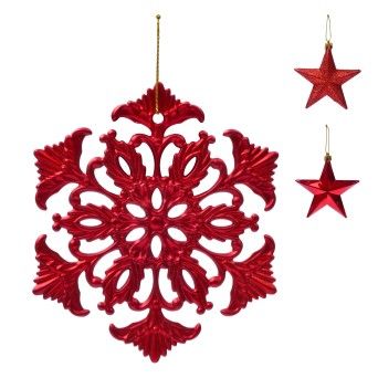 PENDURANTE ESTRELA/FLORO VERMELHO