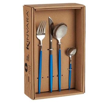 TALHERES 8 PS PRATA/AZUL 75222