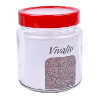 FRASCO VIDRO 1L TRANSP TP VERMELHA