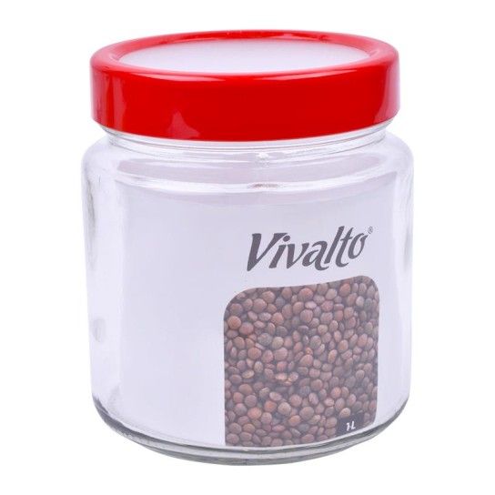 FRASCO VIDRO 1L TRANSP TP VERMELHA